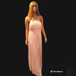 Juno Pink Long Jeweled Top Formal Dress
